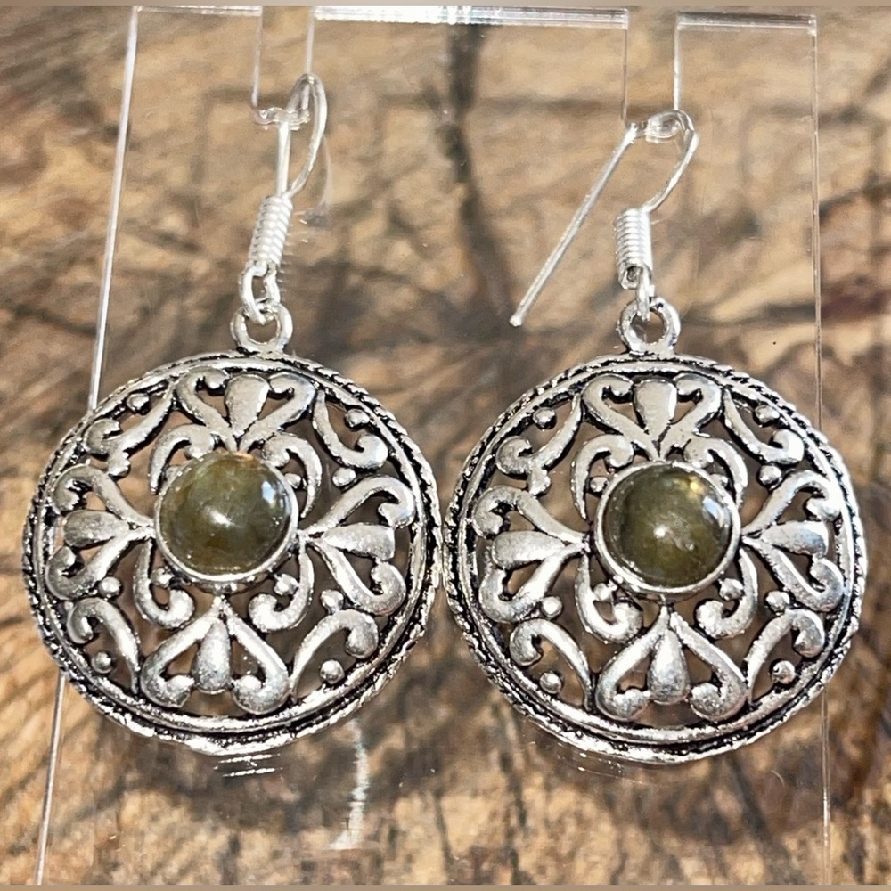 Labradorite Earrings 1 1/2”